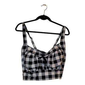 Torrid Black & White Retro Gingham Swim Top - Size 4 - 26/28 - NWT